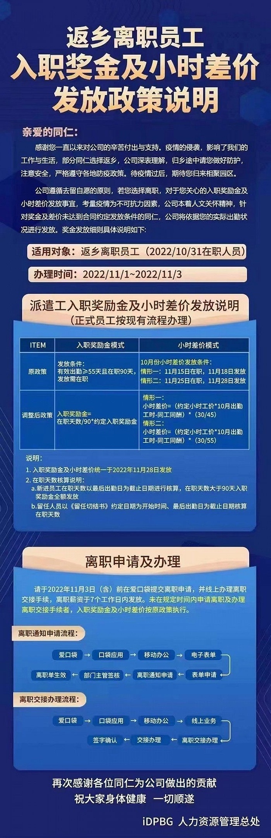 郑州富士康部分厂区发布返乡人员奖金新政